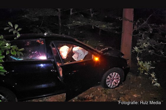 Automobilist botst bij Vierhouten tegen boom, bestuurder meegenomen naar bureau