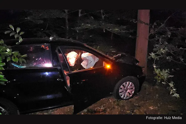 Automobilist botst bij Vierhouten tegen boom, bestuurder meegenomen naar bureau