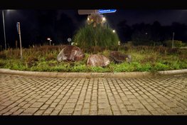 Auto raakt rotonde en keien op Eperweg in Nunspeet, bestuurder krijgt rijverbod